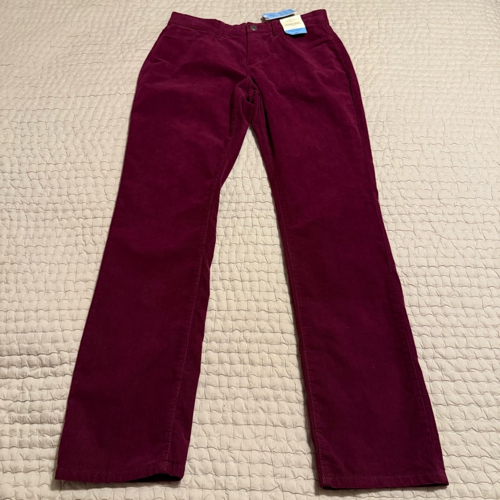St. John’s Bay NWT women’s burgundy straight corduroy pants. Midrise. Size 10. - Picture 6 of 9